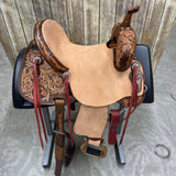 14 Inch Two Toned Floral Barrel Saddle Right Side View