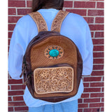 American Darling Tooled Leather w/ Turquoise Stone Backpack
