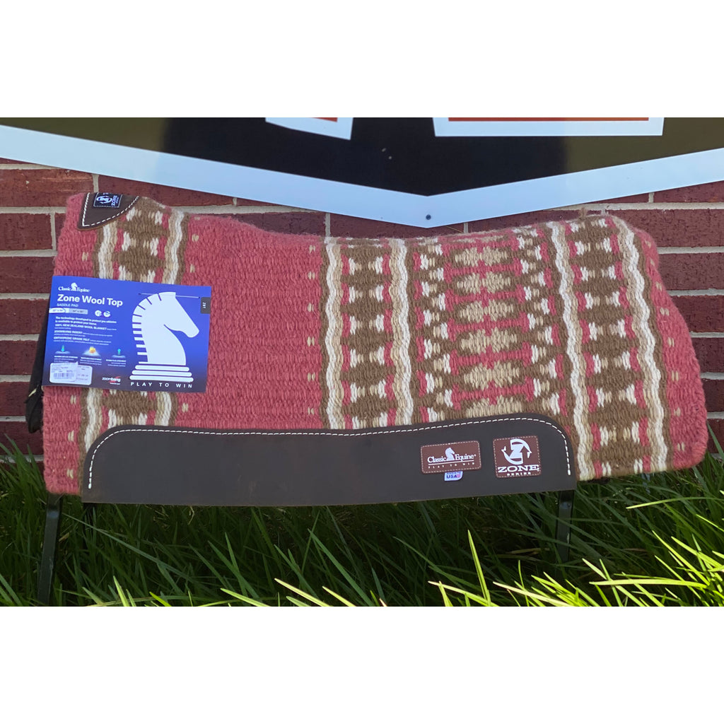 Classic Equine Wine/Ivory Zone Wool Top Saddle Pad