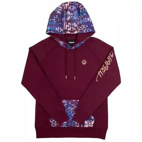 Hooey Girls Veracruz Hoodie-Maroon/Multi-Color