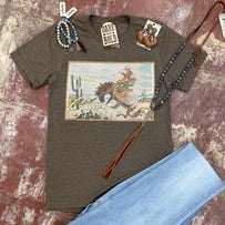 J. Forks Women's Brown Bucking Horse Tee