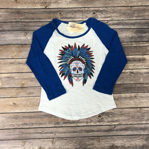 Kids Sugar Skull Baseball Tee Shirt