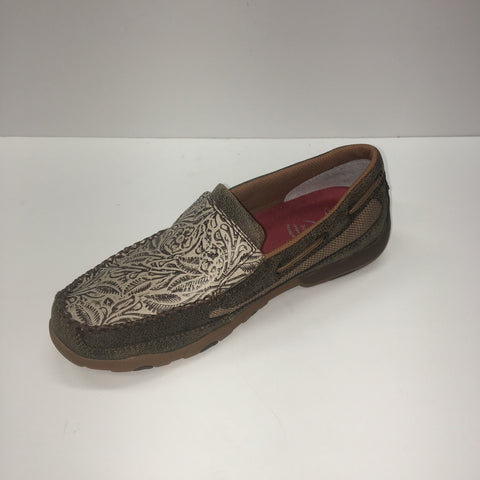 PRE SALE! ~~ Western Edge Exclusive Twisted X Women's Tan Floral Embossed Slip On Moc
