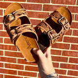 American Darling Tooled Double Buckle Sandals