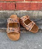 American Darling Tooled Double Buckle Sandals