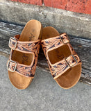 American Darling Tooled Double Buckle Sandals