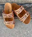 American Darling Tooled Double Buckle Sandals
