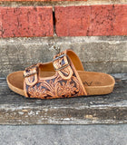 American Darling Tooled Double Buckle Sandals