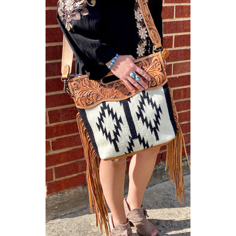 American Darling Black & White Aztec Crossbody