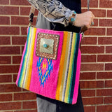 American Darling Pink Serape Saddle Blanket/Concho Crossbody