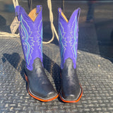 Fenoglio Women's Black & Purple Smooth Ostrich Boots