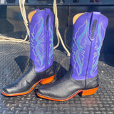 Fenoglio Women's Black & Purple Smooth Ostrich Boots