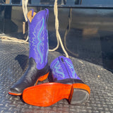 Fenoglio Women's Black & Purple Smooth Ostrich Boots