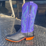 Fenoglio Women's Black & Purple Smooth Ostrich Boots