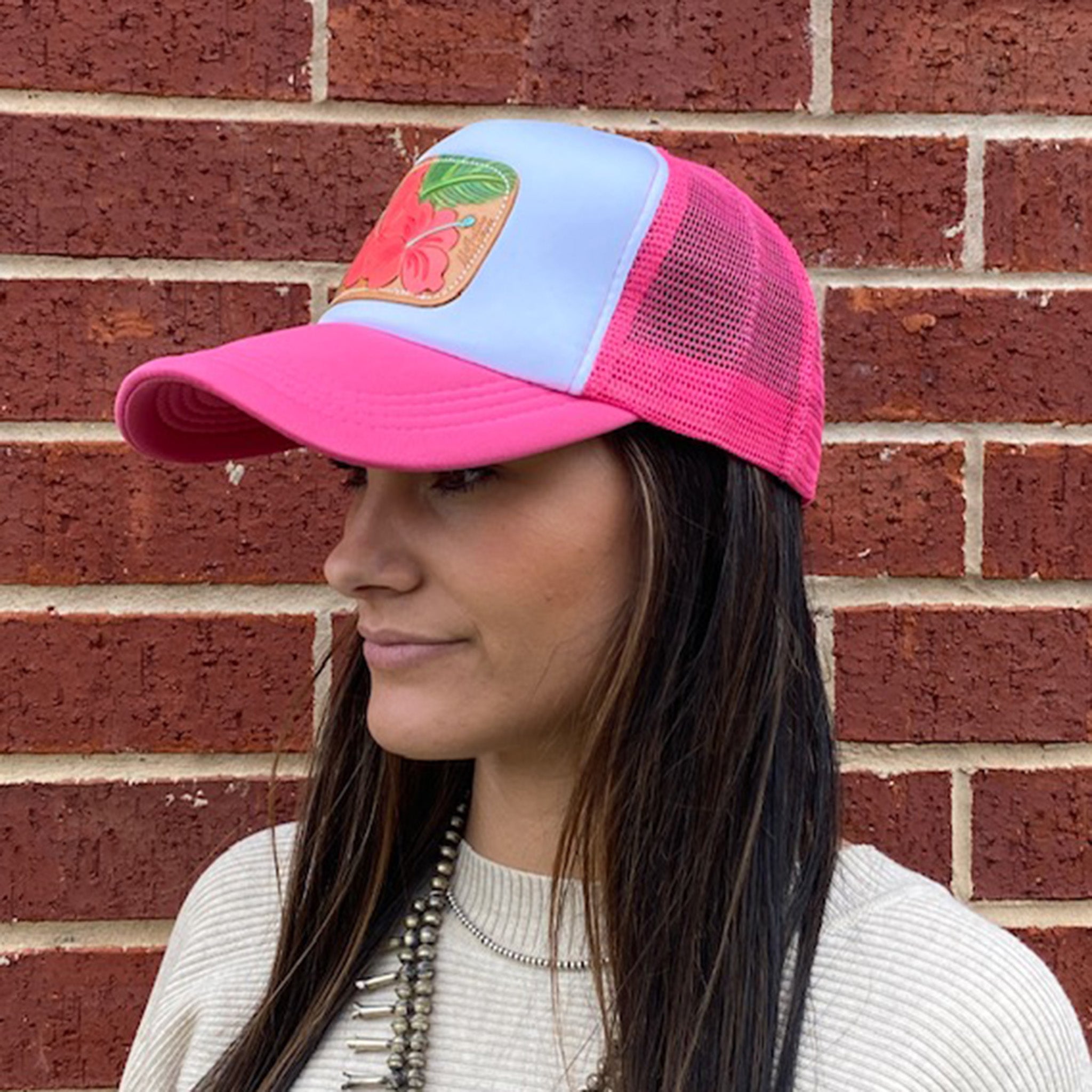 HAT: Suede Pink Hubiscus Fresh Pink Hibiscus Hat - Fresh Air Clothing | Fresh Air  main image 2
