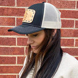 McIntire Saddlery Black & Tan Tooled Leather Patch Cap