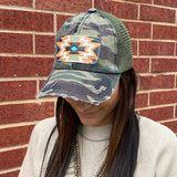 McIntire Saddlery Camo Aztec Leather Patch Cap