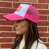 McIntire Saddlery Pink Foam Aztec Leather Patch Cap