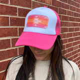 McIntire Saddlery Pink Foam Aztec Leather Patch Cap