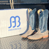 Anderson Bean Women's Grey & Regal Blue Waxy Kudu Boots