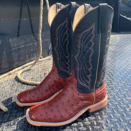 Anderson Bean Almond Full Quill Ostrich Boots