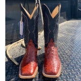 Anderson Bean Almond Full Quill Ostrich Boots