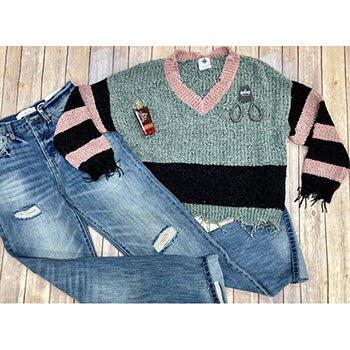 Sage/Blush Crop Sweater