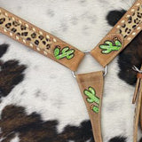 Showman Cheetah and Cactus Headstall/Breast Collar
