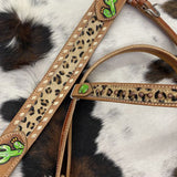 Showman Cheetah and Cactus Headstall/Breast Collar