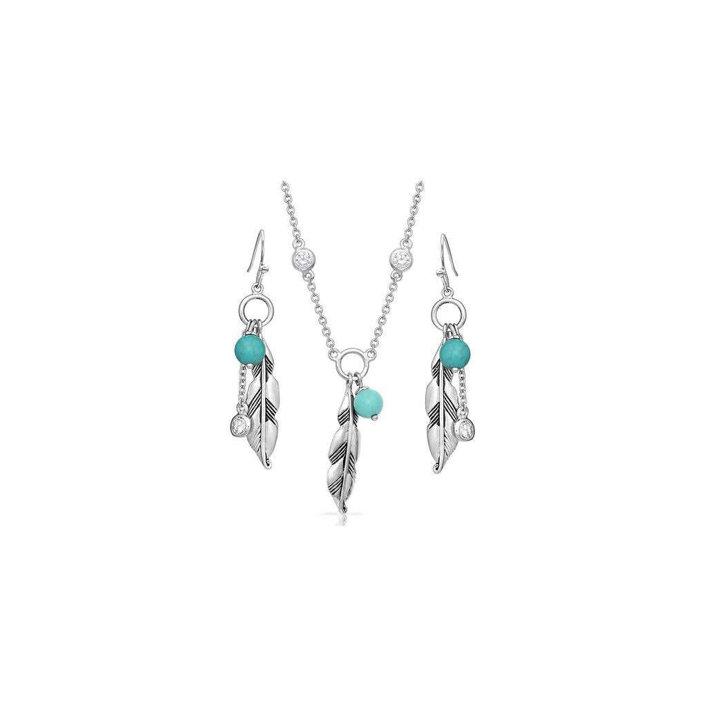 Montana Silversmiths Charming Feather & Turquoise Jewelry Set