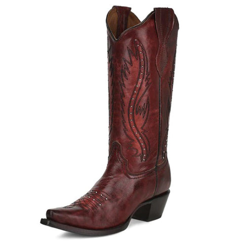 Circle G Wine Embroidered Snip Toe Boot
