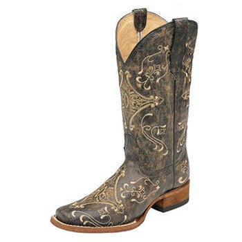 Corral Women's Circle G Brown Vintage Square Toe Boots