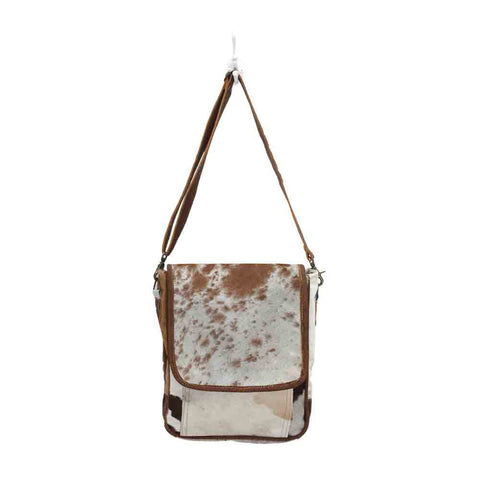 White and Tan Hide Cross Body Purse 