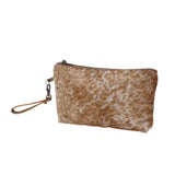 Tan and White Hide Clutch 