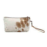Tan and White Hide Clutch 