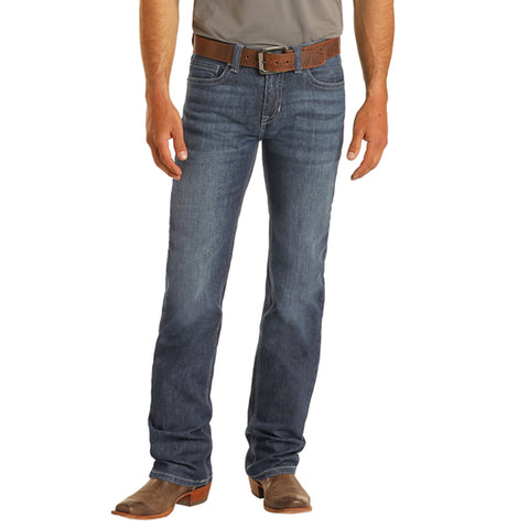 Rock & Roll Regular Fit Straight Leg Dark Wash Stretch Jeans