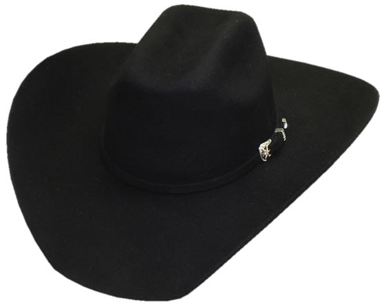 Black Wool Felt Hat with Buckle Hatband, 4" Brim and 4 1/4" Crown