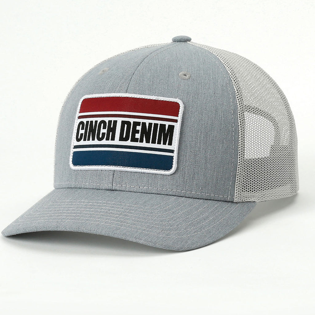 Grey Cinch Denim Patch Trucker Cap