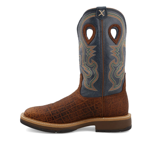 Twisted X Men's 12" Horseman Distressed Saddle & Peacock Boots