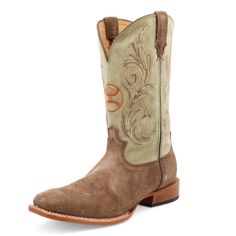 Twisted X Men's 12" Roughout Hooey Boot-Tan/Sage Top
