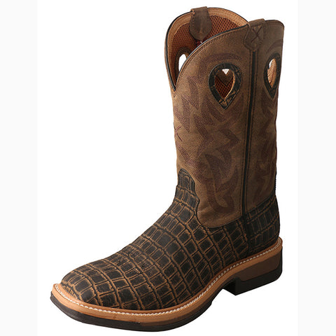 Twisted X Men's Brown Caiman Print Square Toe Boot 