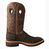 Twisted X Men's Brown Caiman Print Square Toe Boot 