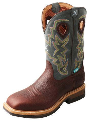 Twisted X Men's Cognac Oiled Blue Alloy Square Toe Boot
