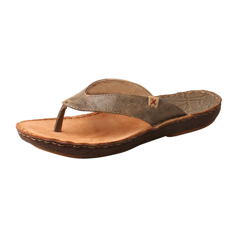 Twisted X Men's Brown Leather Flip Flops