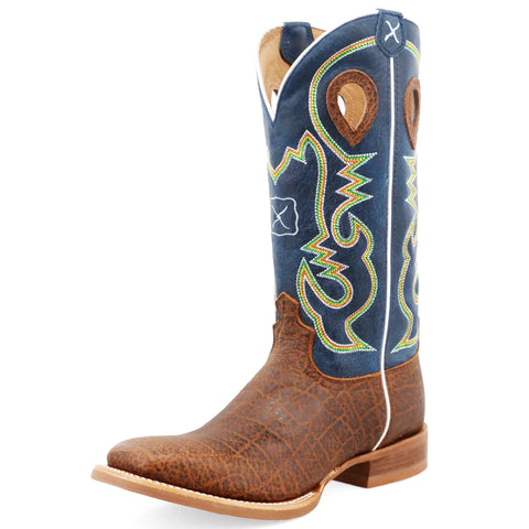Twisted X Men's 14" Square Toe Work Boot-Cognac/Blue Top