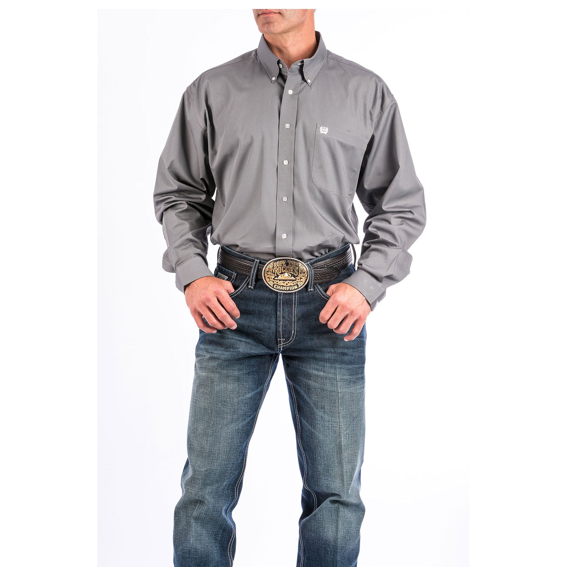 Cinch Men's Solid Dove Gray Button Down Shirt Cinch Men's Solid Dove Gray Button Down Shirt