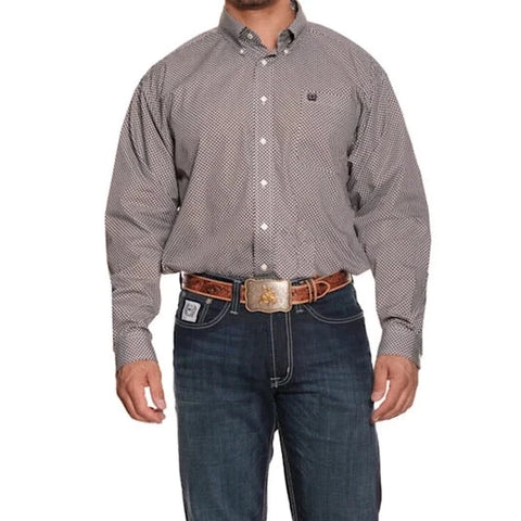 Cinch Men's Burgundy Geo Print Shirt