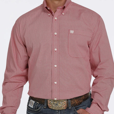 Cinch Men's Red Long Sleeve Button Down