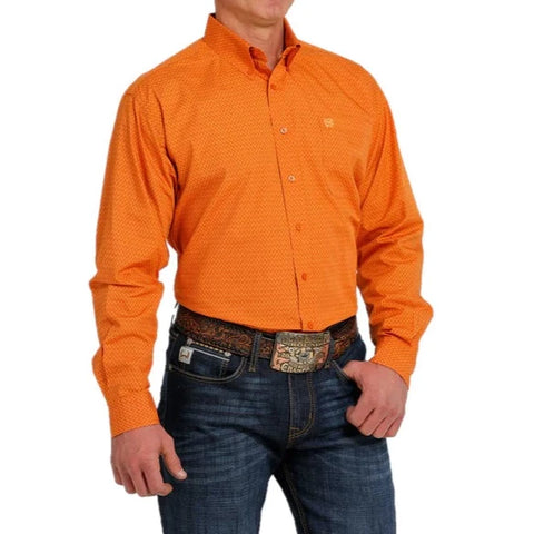 Cinch Orange Chevron Print Shirt