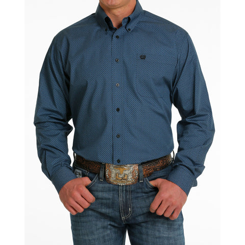 Cinch Men's Blue Geometric Print Shirt